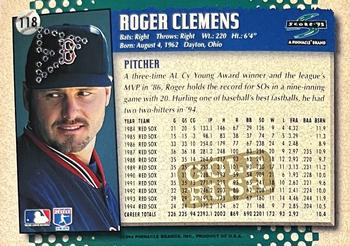 1995 Score - Gold Rush Redeemed Stamped #118 Roger Clemens Back