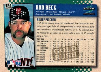 1995 Score - Gold Rush Redeemed Stamped #165 Rod Beck Back