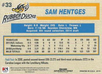 2019 Grandstand Akron RubberDucks #NNO Sam Hentges Back