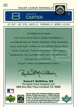 2003 Upper Deck Hawaii Trade Show Gary Carter #GC Gary Carter Back