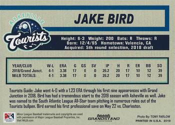 2019 Grandstand Asheville Tourists #NNO Jake Bird Back