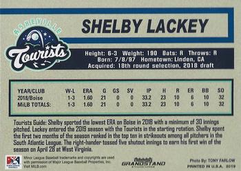 2019 Grandstand Asheville Tourists #NNO Shelby Lackey Back