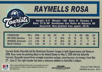 2019 Grandstand Asheville Tourists #NNO Raymells Rosa Back