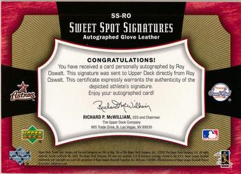 2005 Upper Deck Sweet Spot - Signatures Glove Red Ink #SS-RO Roy Oswalt Back