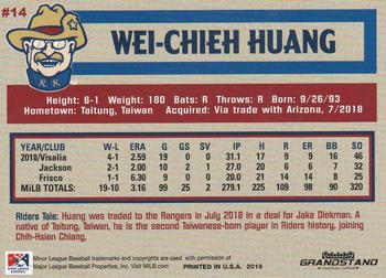 2019 Grandstand Frisco RoughRiders #NNO Wei-Chieh Huang Back