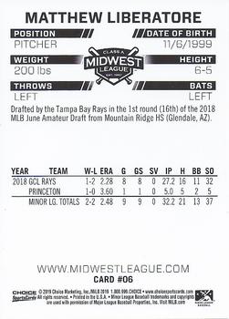 2019 Choice Midwest League Top Prospects #06 Matthew Liberatore Back