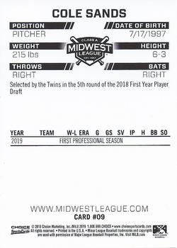 2019 Choice Midwest League Top Prospects #09 Cole Sands Back