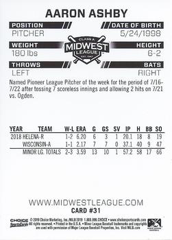 2019 Choice Midwest League Top Prospects #31 Aaron Ashby Back