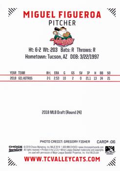 2019 Choice Tri-City ValleyCats #06 Miguel Figueroa Back