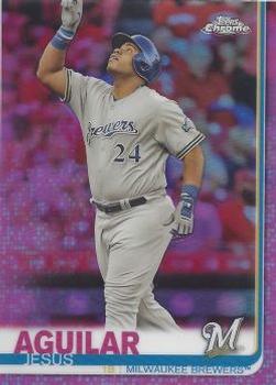 2019 Topps Chrome - Pink Refractor #10 Jesus Aguilar Front