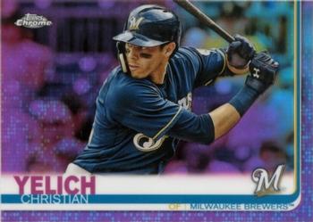 2019 Topps Chrome - Pink Refractor #16 Christian Yelich Front