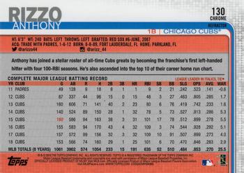 2019 Topps Chrome - Pink Refractor #130 Anthony Rizzo Back