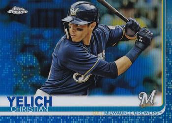 2019 Topps Chrome - Blue Refractor #16 Christian Yelich Front