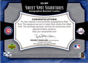 2005 Upper Deck Sweet Spot - Signatures Red-Blue Stitch Red Ink #SS-MP Mark Prior Back