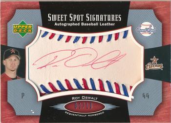 2005 Upper Deck Sweet Spot - Signatures Red-Blue Stitch Red Ink #SS-RO Roy Oswalt Front
