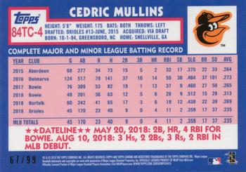 2019 Topps Chrome - 1984 Topps Baseball 35th Anniversary Green Refractor #84TC-4 Cedric Mullins Back
