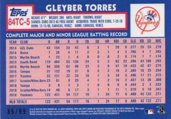 2019 Topps Chrome - 1984 Topps Baseball 35th Anniversary Green Refractor #84TC-5 Gleyber Torres Back