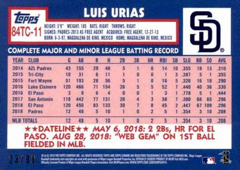 2019 Topps Chrome - 1984 Topps Baseball 35th Anniversary Green Refractor #84TC-11 Luis Urias Back