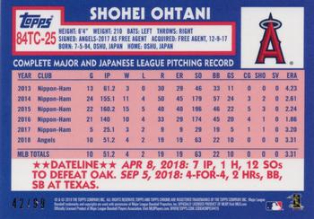 2019 Topps Chrome - 1984 Topps Baseball 35th Anniversary Green Refractor #84TC-25 Shohei Ohtani Back