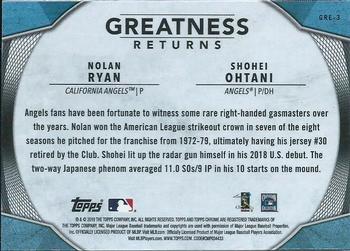 2019 Topps Chrome - Greatness Returns #GRE-3 Nolan Ryan / Shohei Ohtani Back