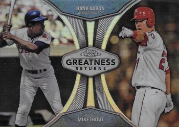 2019 Topps Chrome - Greatness Returns #GRE-8 Hank Aaron / Mike Trout Front