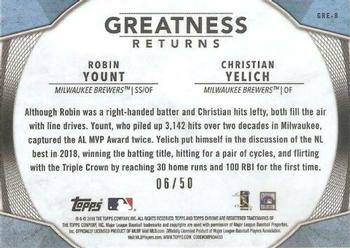 2019 Topps Chrome - Greatness Returns Gold Refractor #GRE-9 Robin Yount / Christian Yelich Back