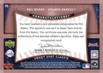 2005 Upper Deck Sweet Spot Classic - Signatures #PN Phil Niekro Back