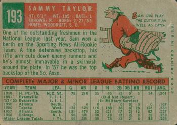 2015 Topps - Topps Originals Buybacks 1959 #193 Sammy Taylor Back