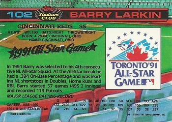 1992 Stadium Club Dome #102 Barry Larkin Back