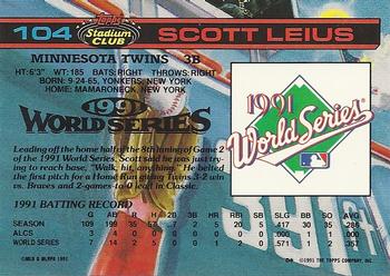 1992 Stadium Club Dome #104 Scott Leius Back