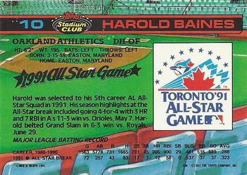 1992 Stadium Club Dome #10 Harold Baines Back