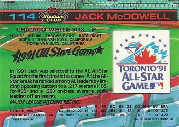 1992 Stadium Club Dome #114 Jack McDowell Back
