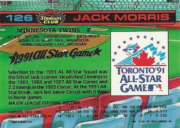 1992 Stadium Club Dome #126 Jack Morris Back