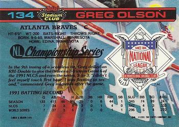 1992 Stadium Club Dome #134 Greg Olson Back