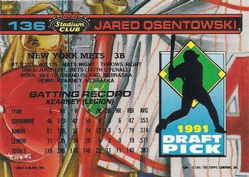 1992 Stadium Club Dome #136 Jared Osentowski Back