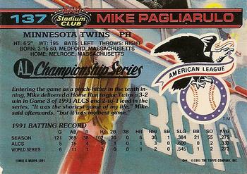 1992 Stadium Club Dome #137 Mike Pagliarulo Back