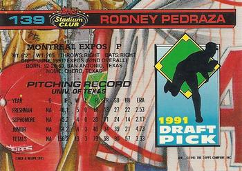1992 Stadium Club Dome #139 Rodney Pedraza Back