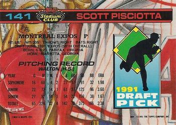1992 Stadium Club Dome #141 Scott Pisciotta Back