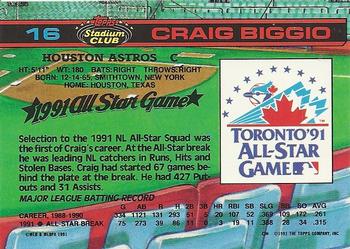 1992 Stadium Club Dome #16 Craig Biggio Back