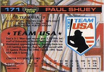 1992 Stadium Club Dome #171 Paul Shuey Back