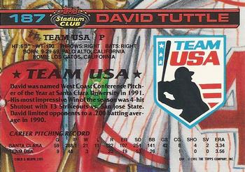 1992 Stadium Club Dome #187 David Tuttle Back
