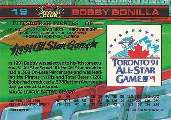 1992 Stadium Club Dome #19 Bobby Bonilla Back