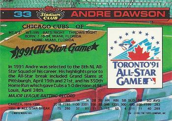 1992 Stadium Club Dome #33 Andre Dawson Back