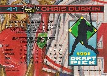 1992 Stadium Club Dome #41 Chris Durkin Back