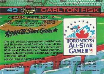 1992 Stadium Club Dome #49 Carlton Fisk Back