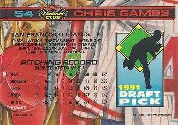 1992 Stadium Club Dome #54 Chris Gambs Back