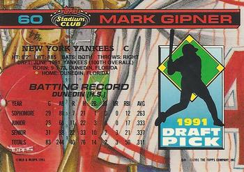 1992 Stadium Club Dome #60 Mark Gipner Back