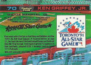1992 Stadium Club Dome #70 Ken Griffey, Jr. Back