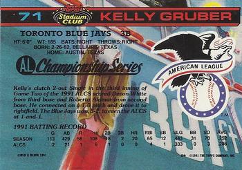 1992 Stadium Club Dome #71 Kelly Gruber Back