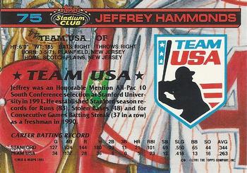 1992 Stadium Club Dome #75 Jeffrey Hammonds Back